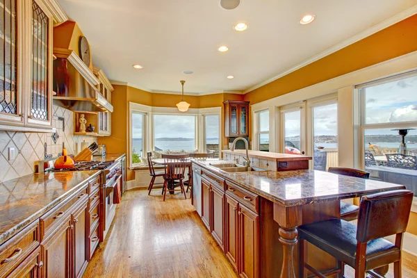 Beautiful bright kitchen room with walkout deck