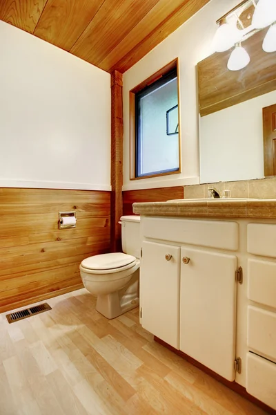 Bathroom in log cabin house