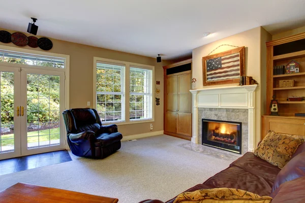 Cozy living room interior with fireplace
