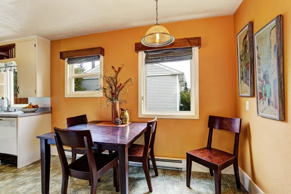 Dining area in peach color
