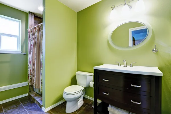 Bright green bathroom interior