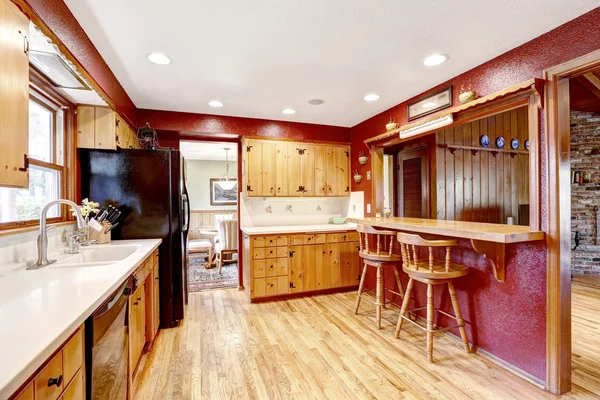 Contrast colors kitchen room with open wall