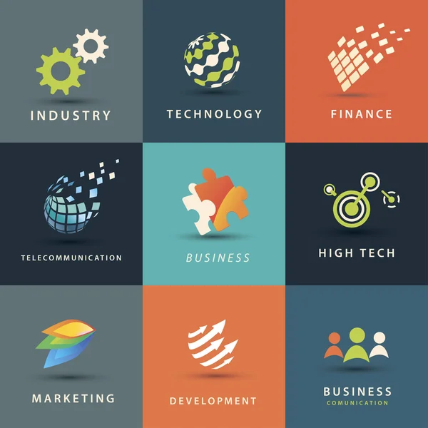 Business and technology vector icons set