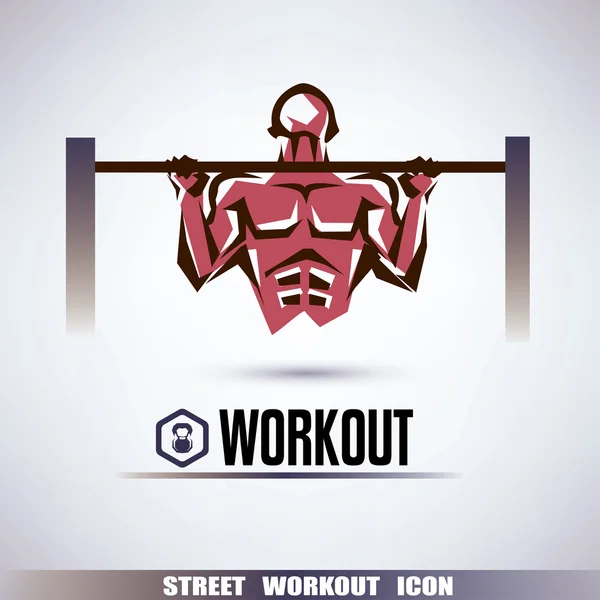 Street workout symbol, man is pulling up on the horizontal bar
