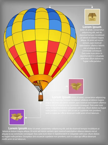 Infographic Diagram of Hot Air Balloon Vector Illustration EPS 10, For Business and Transportation Concept.