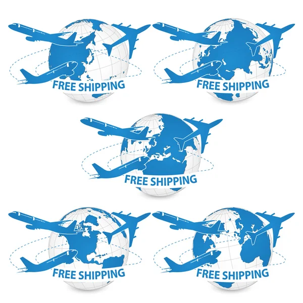 Concept of Airplane, Air Craft Shipping Around the World for Transportation Concept, Vector Illustration EPS 10.