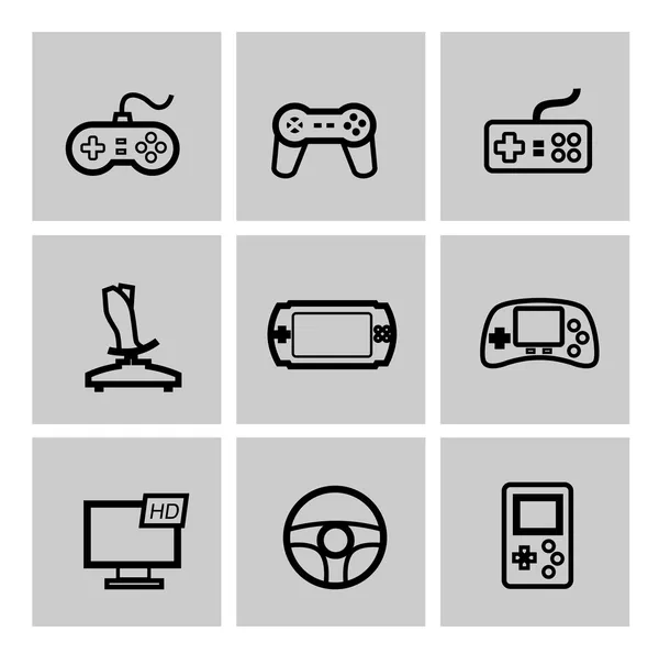 Vector video game and joystick icons set