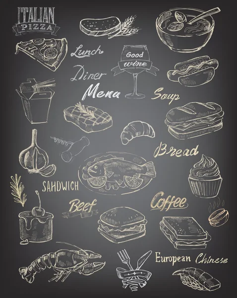 Hand drawn food and meal