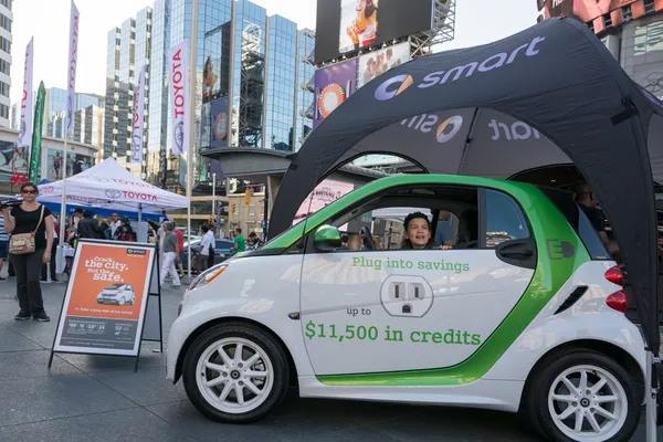 Smart cars promotional display in Dundas Square
