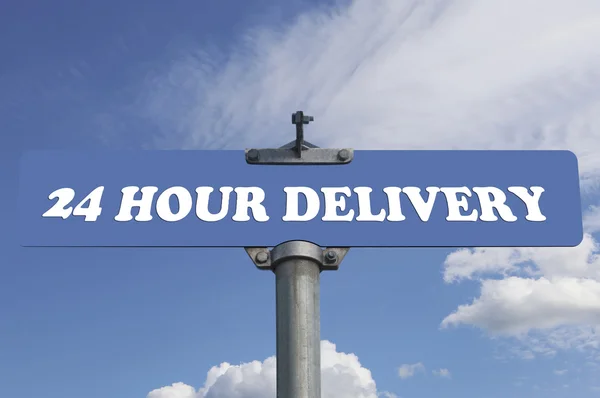 24 hour delivery road sign