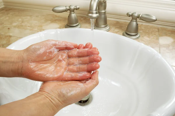 Lathering Hands with Soap for washing