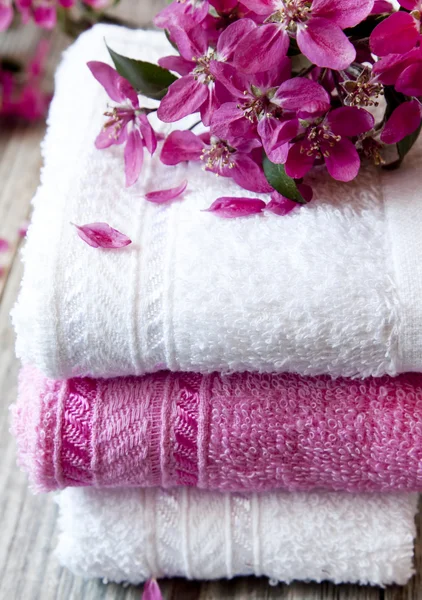 Cotton Spa Towels with Flowers