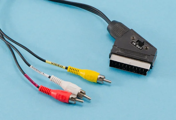 Tv scart cable connector audio video tulip wires