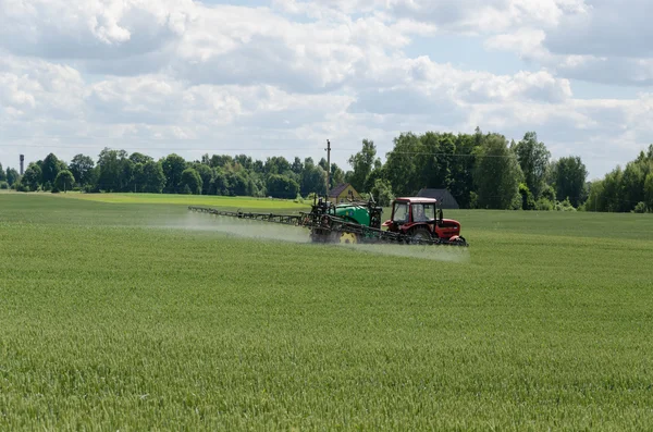 Special equipment fertilize wheat crop field