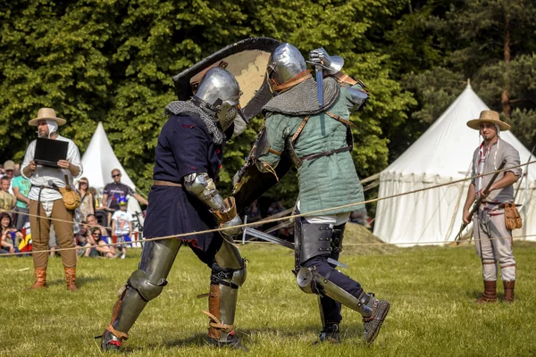 CHORZOW,POLAND, JUNE 9: Fight of medieval knights during a IV Co