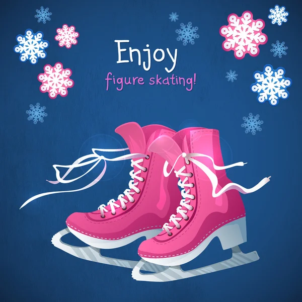 Retro Christmas card with ice skates