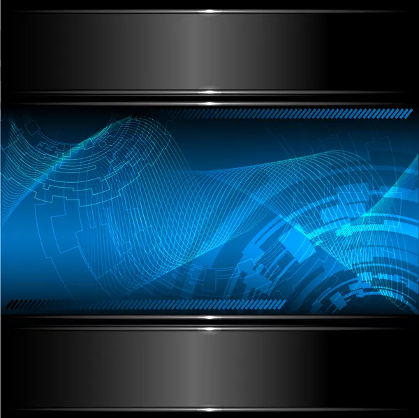 Abstract technology background with metallic banner. Vector.