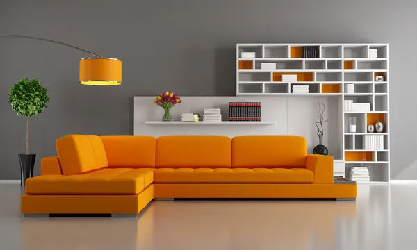 Orange and brown living room