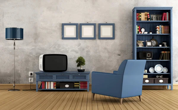 Blue vintage living room