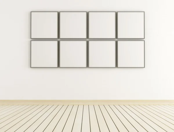 White room with empty frames