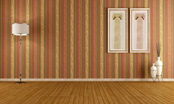 Empty vintage interior with elegant wallpaper