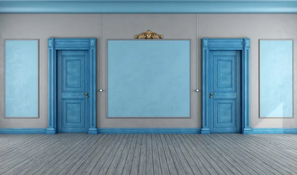 Empty blue vintage interior