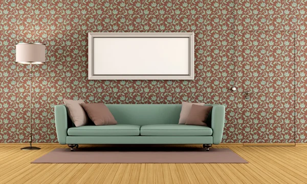 Living room with vintage wallpaper