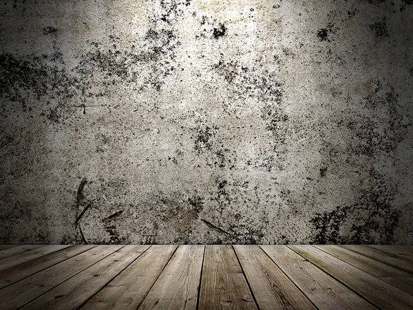 Concrete wall and wooden floor in a grunge style