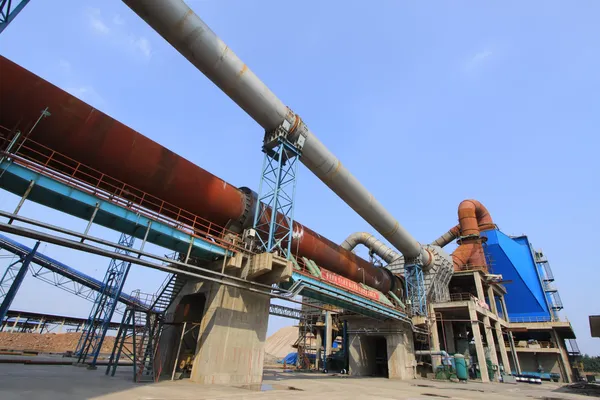 Rotary kiln and electric dust removal equipment in a cement fact