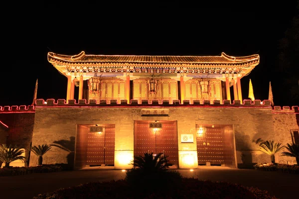 Night scenery, China's ancient buildings gate in a park, north c