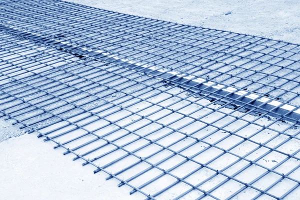 Grid by steel binding in a construction site