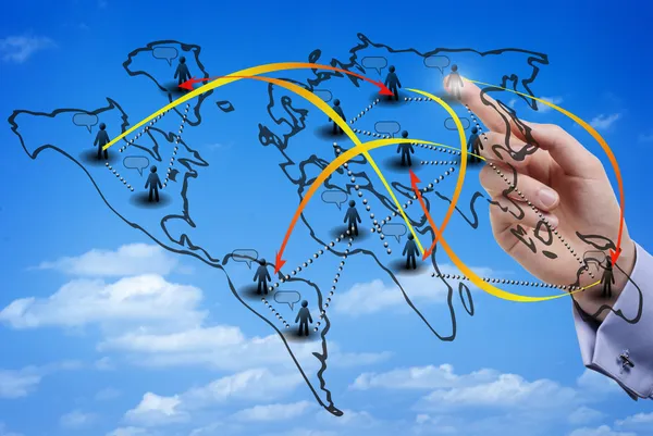 Virtual map of an international social network