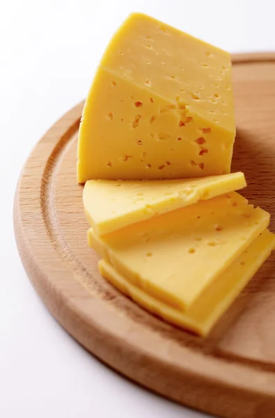 Block of cheese cut into slices