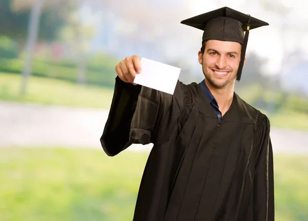 Graduate Man Holding Blank Card