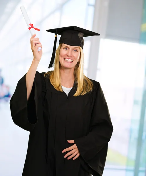 Happy Graduate Woman Holding Certificate