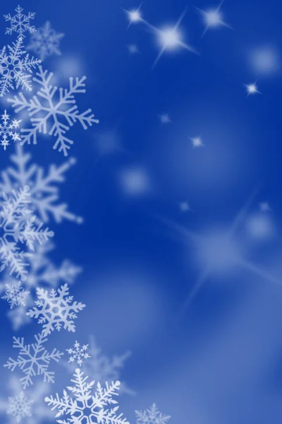 Blue background with snow flakes.