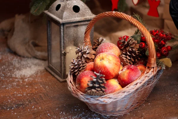 Fresh red apple with christmas