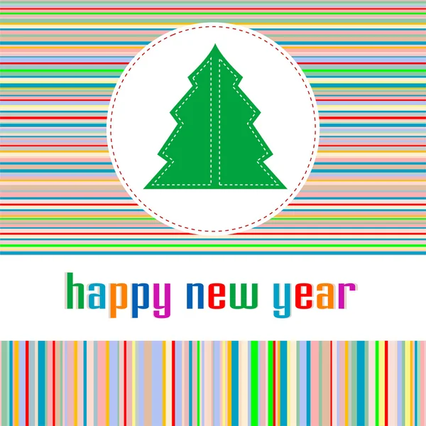 Happy new year greeting card with christmas tree