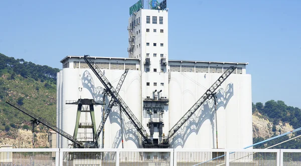 Grain storage building at the port