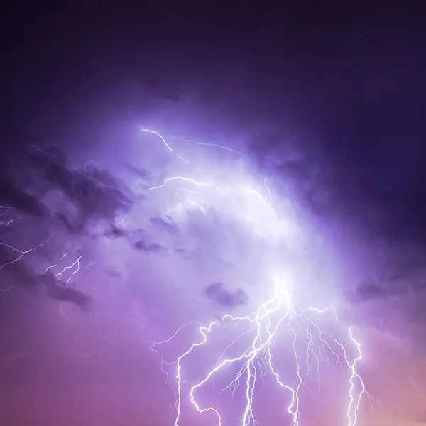 Lightning in purple sky