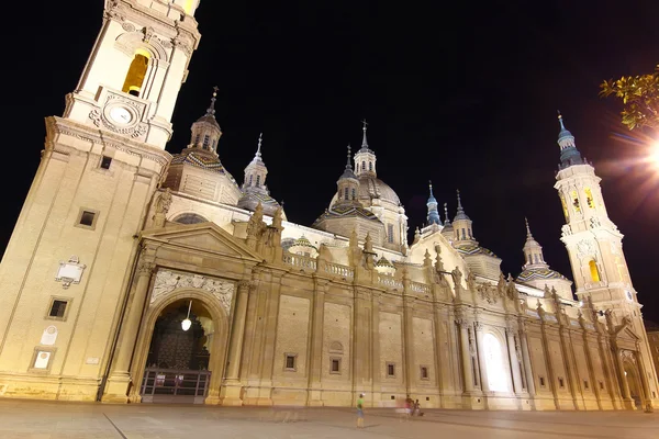 Night Cathedral Basilica of our Lady of the pillar built in the