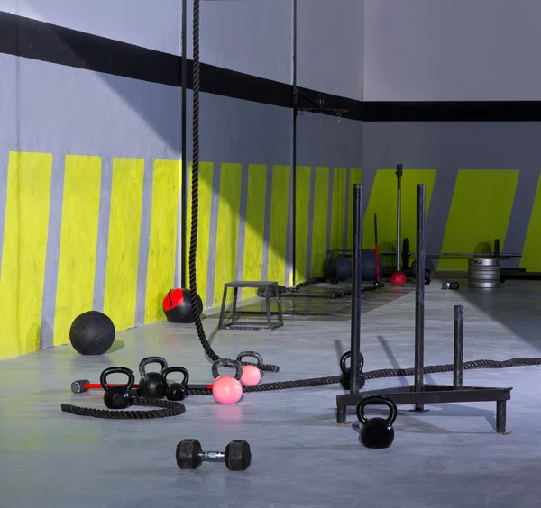 Crossfit Kettlebells ropes and hammer gym wall balls