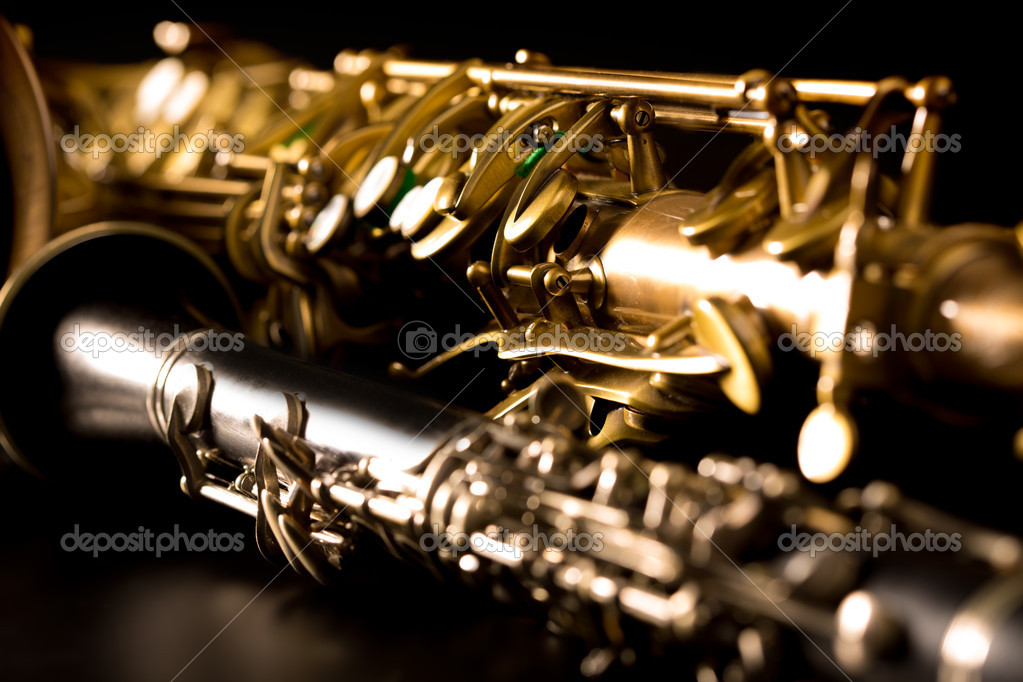 Classic music Sax tenor saxophone and in black — Foto de stock