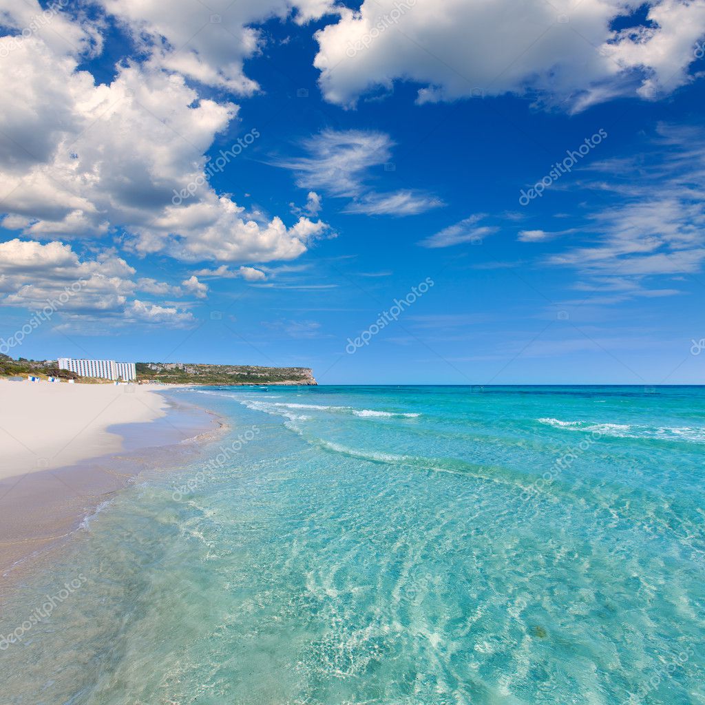 Alaior Cala Son Bou in Menorca turquoise beach at Balearic — Stock 