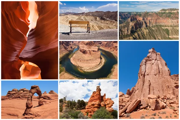 USA west coast national parks landscape collage