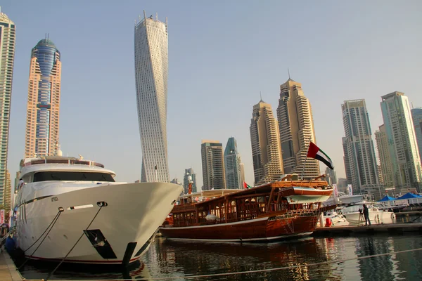 Luxury Yachts on display during Dubai International Boat Show