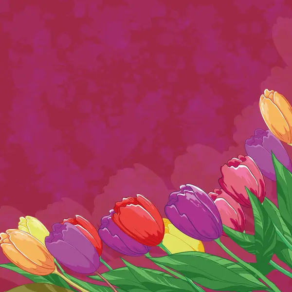 Flowers tulips on abstract background