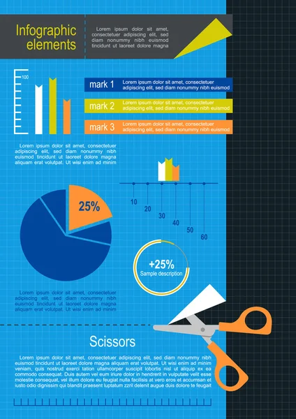 Reduce costs. Division business structure for better business efficiency. Scissors cut paper. Set of infographic elements