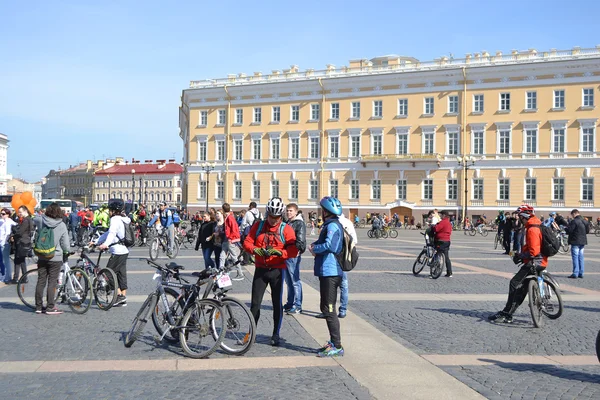 Finish cycling on Palace Square of St.Petersburg