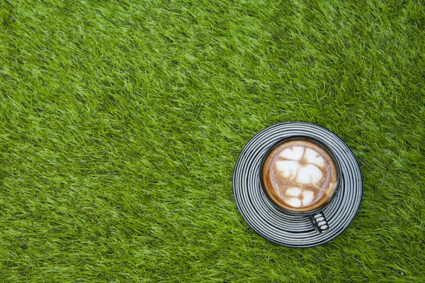 Coffee put on grass field